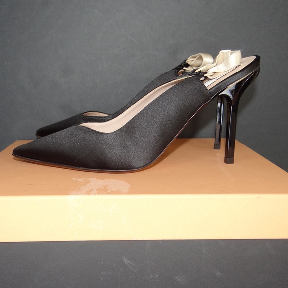 NEW N°21 Pointed Satin Slingback Black Stiletto heel Size 7 - Picture 5 of 14